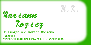 mariann kozicz business card